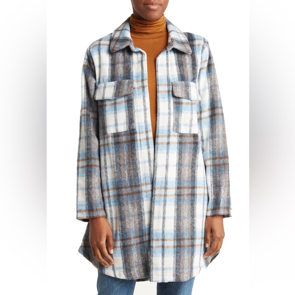 MELLODAY Light Blue Flannel Jacket NWT (1X) - Picture 2 of 3